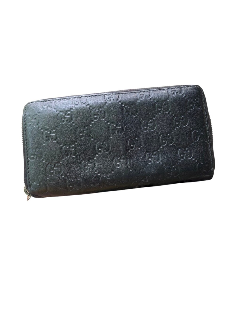 Gucci Black GG Leather Zip Card Holder Wallet